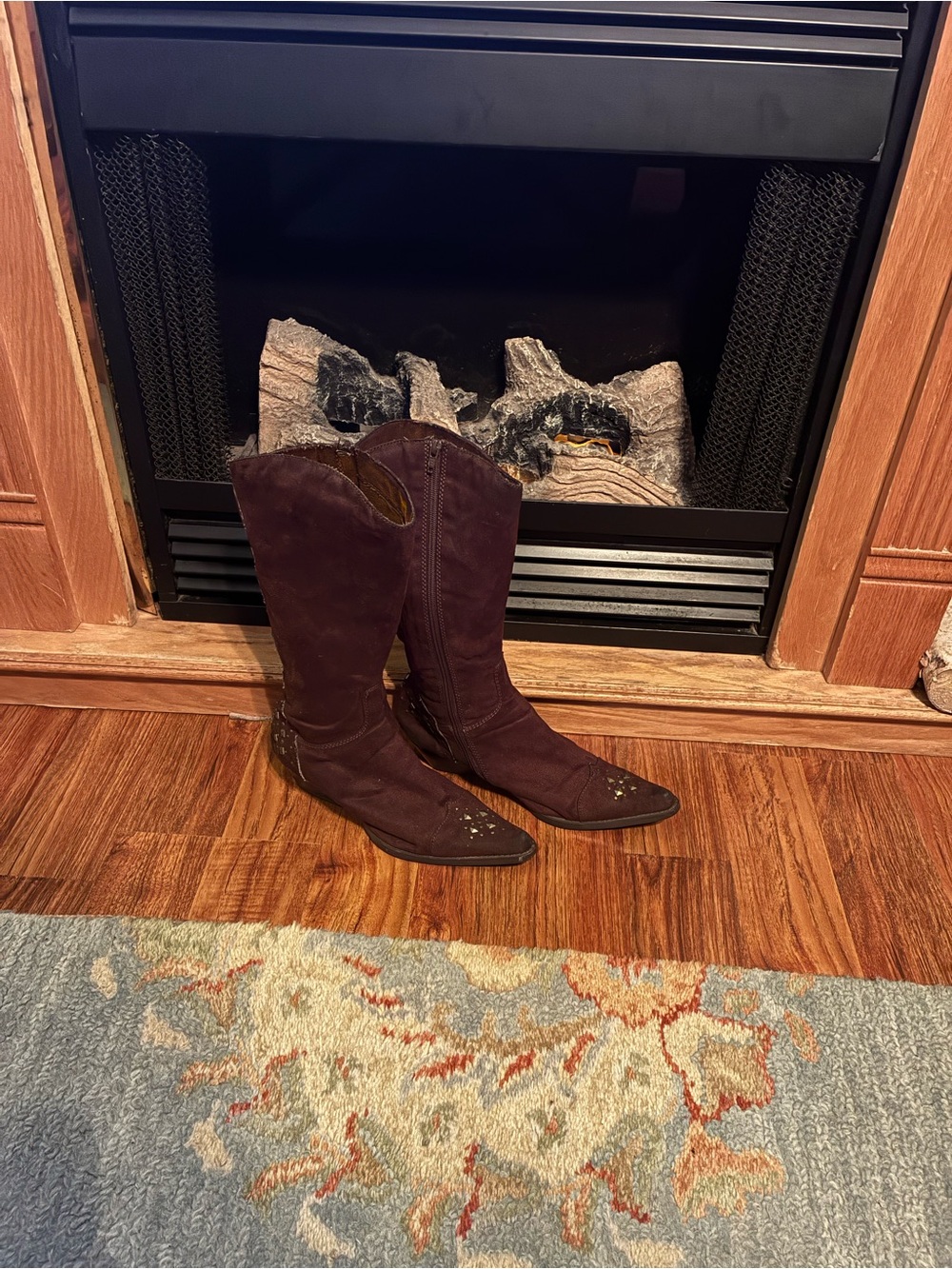 Rouge Helium Deep Plum Suede Western Knee Boots
